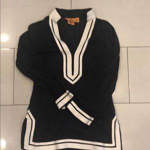 Tory Burch navy and cream tunic size 8